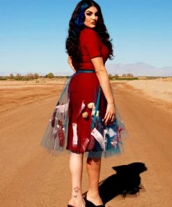 N.Y.M.F. By Co What's New, Pussycat? Isabella Hand Painted Tulle Ballet Skirt In Teal