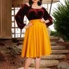 Final Sale - Doris Vintage Swing Skirt In Mustard Gabardine | Pinup Couture Shop All In-Stock Items By Size
