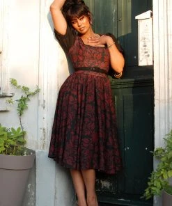 LBHM Final Sale - Amara Swing Dress In Red On Black Capri Floral | Laura Byrnes & Hope Johnstun 13 LBHM Final Sale - Amara Swing Dress In Red On Black Capri Floral | Laura Byrnes & Hope Johnstun