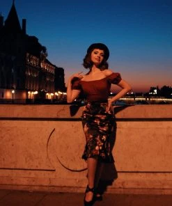 Yvonne Skirt In Dark Bella Roses Satin | Laura Byrnes Design What's New, Pussycat? 18 Yvonne Skirt In Dark Bella Roses Satin | Laura Byrnes Design What's New, Pussycat?