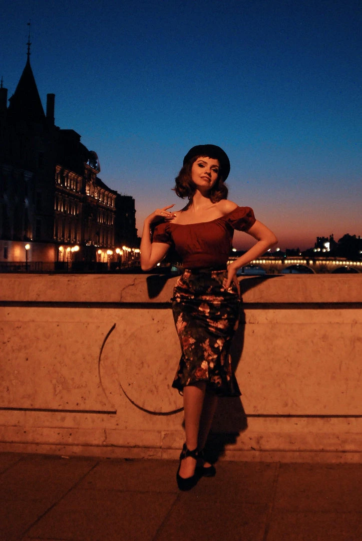 What's New, Pussycat? Yvonne Skirt In Dark Bella Roses Satin | Laura Byrnes Design 10 What's New, Pussycat? Yvonne Skirt In Dark Bella Roses Satin | Laura Byrnes Design