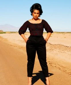 Pinupy Girl Store 13 LBHM Shop All In-Stock Items By Size Final Sale - Marie-Thérèse Top In Red And Black Capri Floral ITY | Laura Byrnes & Hope Johnstun