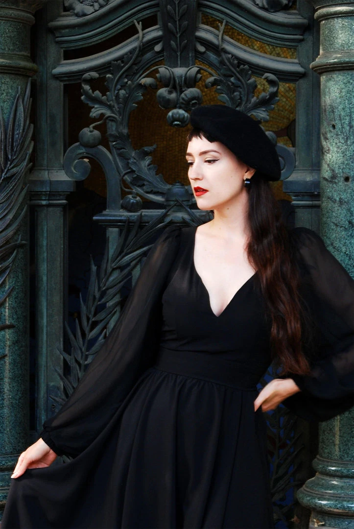 Pinupgirlclothing.com Kara Swing Dress In Black Crepe And Chiffon Sleeves | Laura Byrnes Design What's New, Pussycat? 14 Pinupgirlclothing.com Kara Swing Dress In Black Crepe And Chiffon Sleeves | Laura Byrnes Design What's New, Pussycat?
