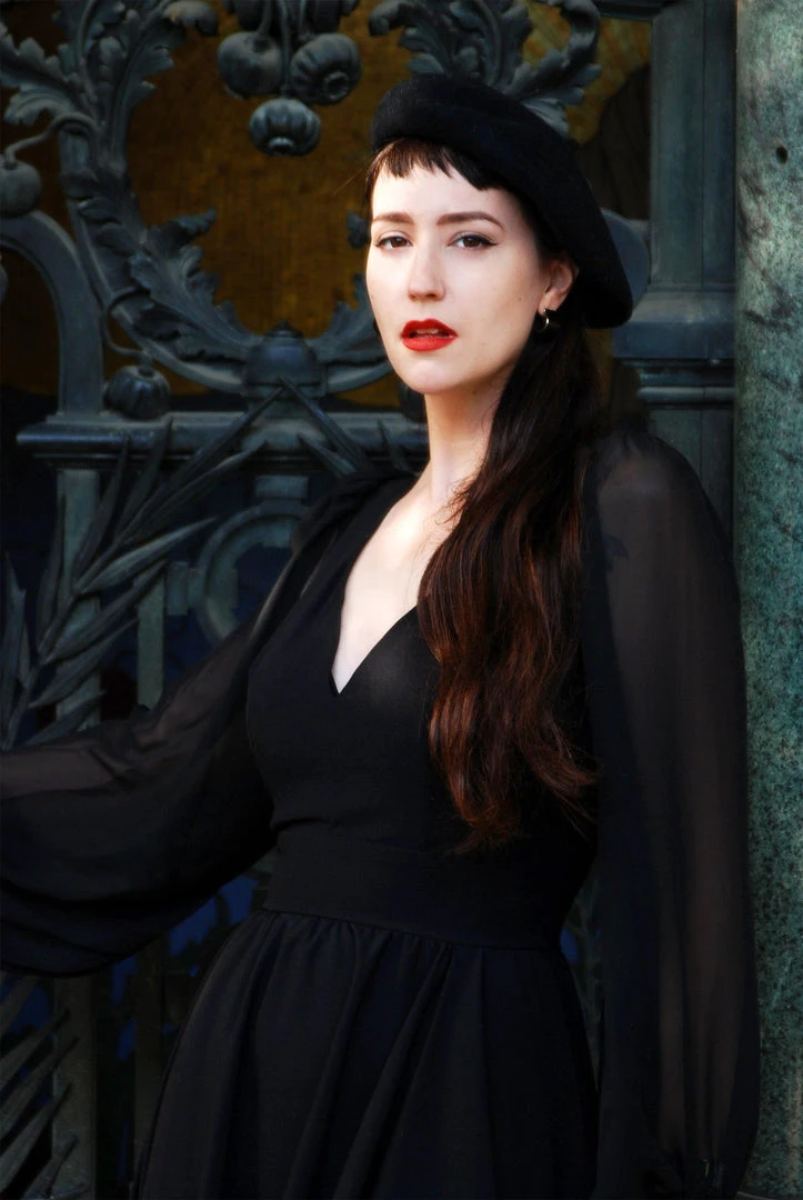 Pinupgirlclothing.com Kara Swing Dress In Black Crepe And Chiffon Sleeves | Laura Byrnes Design What's New, Pussycat? 15 Pinupgirlclothing.com Kara Swing Dress In Black Crepe And Chiffon Sleeves | Laura Byrnes Design What's New, Pussycat?