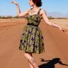 LBHM Vera Vintage Swing Dress In Daddy Cthulhu Cotton Sateen | Laura Byrnes & Hope Johnstun What's New, Pussycat? 1 LBHM Vera Vintage Swing Dress In Daddy Cthulhu Cotton Sateen | Laura Byrnes & Hope Johnstun What's New, Pussycat?
