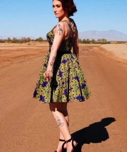 LBHM Vera Vintage Swing Dress In Daddy Cthulhu Cotton Sateen | Laura Byrnes & Hope Johnstun What's New, Pussycat?
