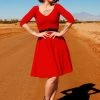 Laura Byrnes Design Kayla Swing Dress In Red Scuba Crepe | Deadly Dames