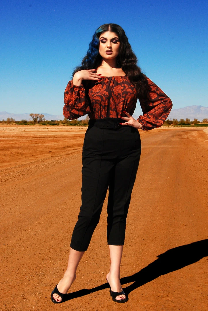 LBHM Final Sale - Sylvie Long Sleeve Peasant Top In Burgundy Capri Floral Crepe | Laura Byrnes & Hope Morrison Shop All In-Stock Items By Size 5 LBHM Final Sale - Sylvie Long Sleeve Peasant Top In Burgundy Capri Floral Crepe | Laura Byrnes & Hope Morrison Shop All In-Stock Items By Size