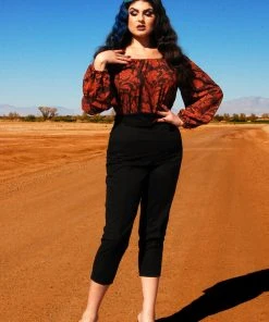 LBHM Final Sale - Sylvie Long Sleeve Peasant Top In Burgundy Capri Floral Crepe | Laura Byrnes & Hope Morrison