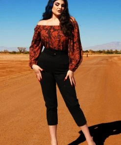 LBHM Final Sale - Sylvie Long Sleeve Peasant Top In Burgundy Capri Floral Crepe | Laura Byrnes & Hope Morrison Shop All In-Stock Items By Size