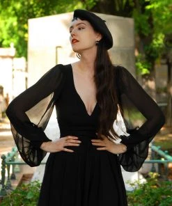 Pinupgirlclothing.com Kara Swing Dress In Black Crepe And Chiffon Sleeves | Laura Byrnes Design What's New, Pussycat? 32 Pinupgirlclothing.com Kara Swing Dress In Black Crepe And Chiffon Sleeves | Laura Byrnes Design What's New, Pussycat?