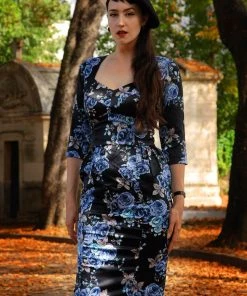 Pinupgirlclothing.com Mona Wiggle Dress In Blue Roses Satin | Pinup Couture What's New, Pussycat? 10 Pinupgirlclothing.com Mona Wiggle Dress In Blue Roses Satin | Pinup Couture What's New, Pussycat?