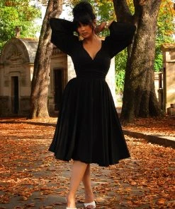 Pinupgirlclothing.com Kara Swing Dress In Black Crepe And Chiffon Sleeves | Laura Byrnes Design What's New, Pussycat? 22 Pinupgirlclothing.com Kara Swing Dress In Black Crepe And Chiffon Sleeves | Laura Byrnes Design What's New, Pussycat?