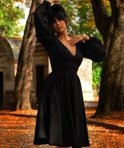 Pinupgirlclothing.com Kara Swing Dress In Black Crepe And Chiffon Sleeves | Laura Byrnes Design What's New, Pussycat? 25 Pinupgirlclothing.com Kara Swing Dress In Black Crepe And Chiffon Sleeves | Laura Byrnes Design What's New, Pussycat?