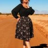 LBHM Bella Gathered Swing Skirt In Halloween Skull Lace Print | Laura Byrnes & Hope Johnstun What's New, Pussycat?