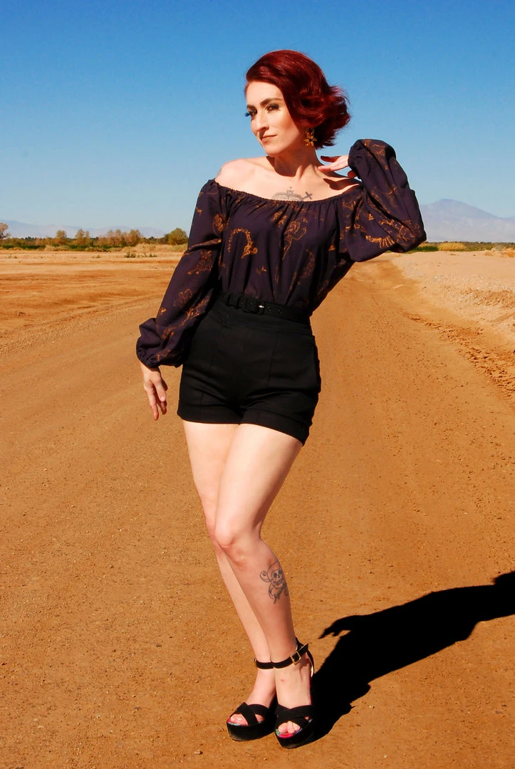 Shop All In-Stock Items By Size Final Sale - Sylvie Long Sleeve Peasant Top In Purple And Gold Witchy Toile | Laura Byrnes Design 3 Shop All In-Stock Items By Size Final Sale - Sylvie Long Sleeve Peasant Top In Purple And Gold Witchy Toile | Laura Byrnes Design