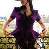What's New, Pussycat? The Lilith Victorian Peplum Top In Aubergine Twill | Laura Byrnes Designs