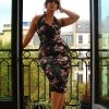 Laura Byrnes Design All In Stock Size M OYS - M & XL Traci Wiggle Dress In Dark Bella Roses | Traci Lords - L50