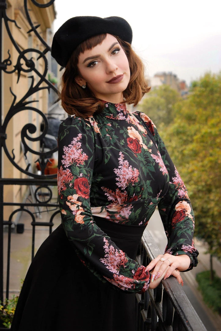 What's New, Pussycat? Victoria Long Sleeve Top In Dark Bella Roses ITY | Laura Byrnes Design 5 What's New, Pussycat? Victoria Long Sleeve Top In Dark Bella Roses ITY | Laura Byrnes Design