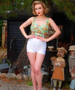 Allison 60's Bad Girl Hot Pants In White Stretch Bengaline | Traci Lords For Couture For Every Body Shop All In-Stock Items By Size