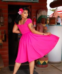 Natalie Dress In Fuchsia Pink Crepe | Pinup Couture What's New, Pussycat?