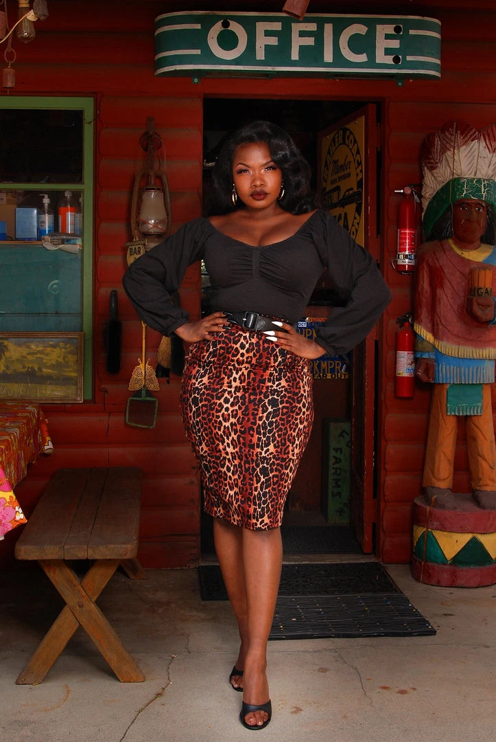 Final Sale - Vintage High Waist Pencil Skirt In Leopard | Laura Byrnes Design 7 Final Sale - Vintage High Waist Pencil Skirt In Leopard | Laura Byrnes Design