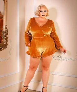 Laura Byrnes Design Final Sale - Jasmin Romper In Gold Velvet | Laura Byrnes Shop All In-Stock Items By Size 11 Laura Byrnes Design Final Sale - Jasmin Romper In Gold Velvet | Laura Byrnes Shop All In-Stock Items By Size