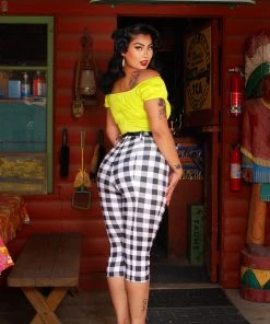 Shop All In-Stock Items By Size Vintage Short Sleeve Peasant Top In Chartreuse Cotton Sateen | Pinup Couture