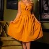 Linda Dress In Solid Mustard | Pinup Couture