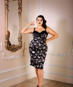 LBHM Final Sale - Stephanie Wiggle Dress In Grey Victorian Bats | Laura Byrnes & Hope Morrison 10 LBHM Final Sale - Stephanie Wiggle Dress In Grey Victorian Bats | Laura Byrnes & Hope Morrison