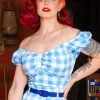 What's New, Pussycat? 1 Inch Grommet Belt In Bright Blue Sateen | Pinup Girl Clothing