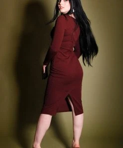Hannah Wiggle Dress In Garnet Crepe | Laura Byrnes Design What's New, Pussycat?