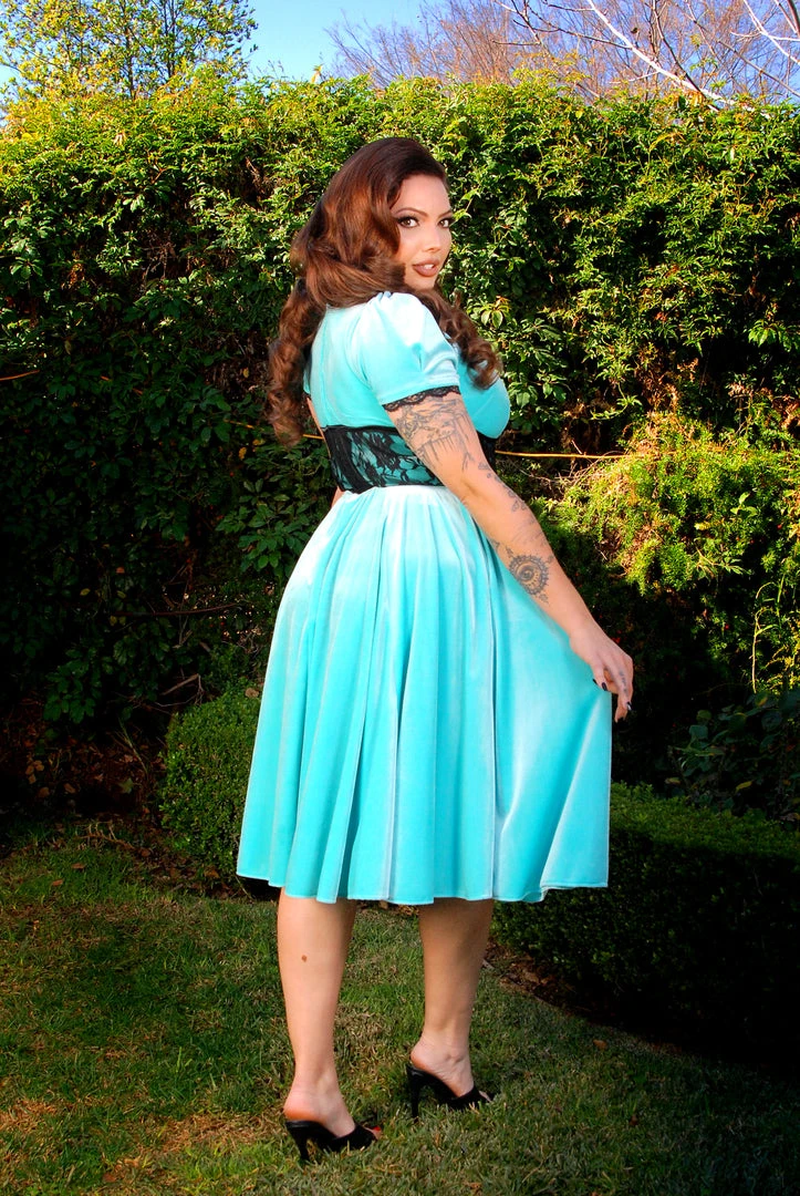 Lilith Swing Dress In Jade Velvet | Laura Byrnes Design What's New, Pussycat? 5 Lilith Swing Dress In Jade Velvet | Laura Byrnes Design What's New, Pussycat?