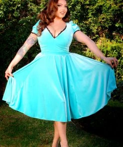 Lilith Swing Dress In Jade Velvet | Laura Byrnes Design What's New, Pussycat?