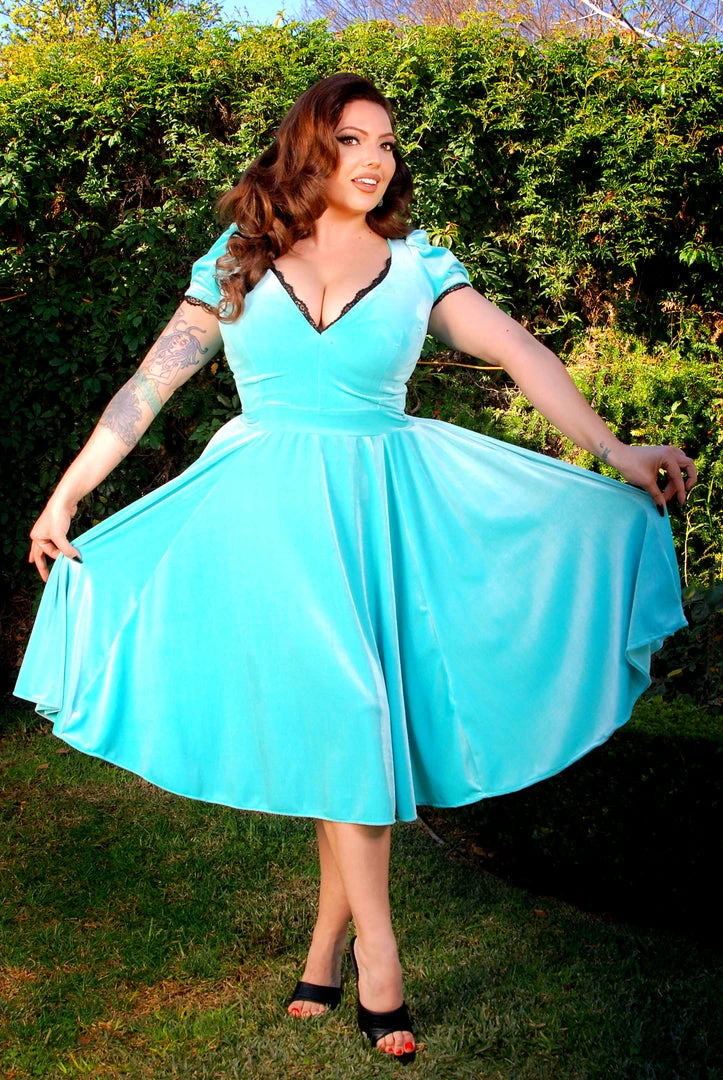 Lilith Swing Dress In Jade Velvet | Laura Byrnes Design What's New, Pussycat? 4 Lilith Swing Dress In Jade Velvet | Laura Byrnes Design What's New, Pussycat?