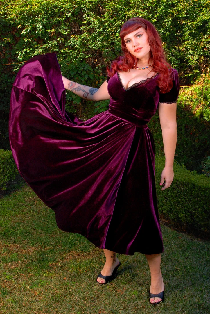 Final Sale - Lilith Swing Dress In Eggplant Velvet | Laura Byrnes Design Shop All In-Stock Items By Size 3 Final Sale - Lilith Swing Dress In Eggplant Velvet | Laura Byrnes Design Shop All In-Stock Items By Size