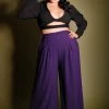 Dietrich Vintage Wide Leg Palazzo Pants In Purple Crepe 32" Inseam | Laura Byrnes Design 1 Dietrich Vintage Wide Leg Palazzo Pants In Purple Crepe 32" Inseam | Laura Byrnes Design