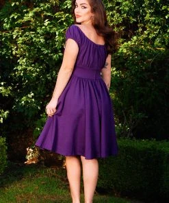 Peasant Dress In Purple Ponte | Pinup Couture What's New, Pussycat?