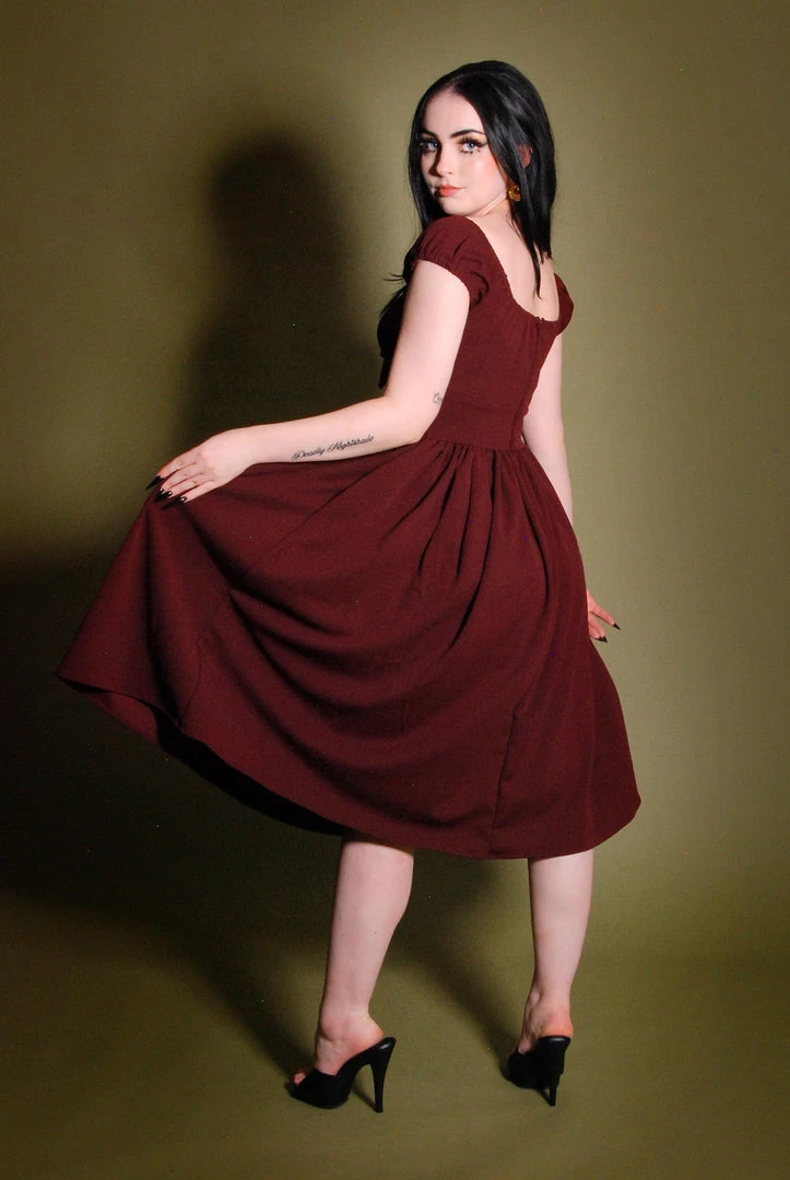 Final Sale - Natalie Dress In Garnet Crepe | Pinup Couture Shop All In-Stock Items By Size 4 Final Sale - Natalie Dress In Garnet Crepe | Pinup Couture Shop All In-Stock Items By Size