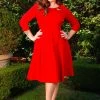 Sabrina Swing Dress In Red Ponte | Laura Byrnes Design 2 Sabrina Swing Dress In Red Ponte | Laura Byrnes Design