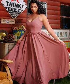 Pinup Couture Amalie Ballerina Daytime Maxi Gown In Mulberry Crepe | Laura Byrnes