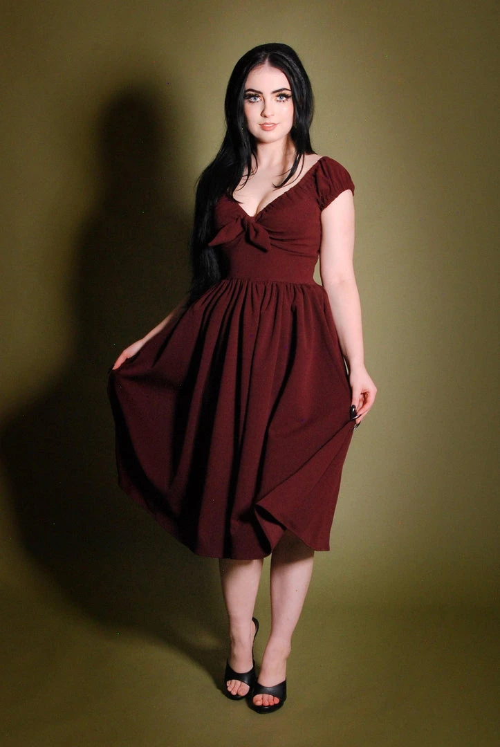 Final Sale - Natalie Dress In Garnet Crepe | Pinup Couture Shop All In-Stock Items By Size 5 Final Sale - Natalie Dress In Garnet Crepe | Pinup Couture Shop All In-Stock Items By Size