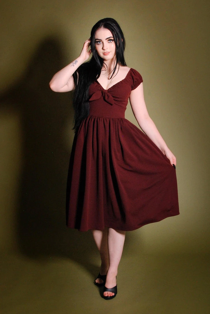 Final Sale - Natalie Dress In Garnet Crepe | Pinup Couture Shop All In-Stock Items By Size 3 Final Sale - Natalie Dress In Garnet Crepe | Pinup Couture Shop All In-Stock Items By Size