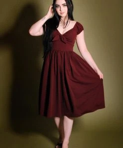 Shop All In-Stock Items By Size Final Sale - Natalie Dress In Garnet Crepe | Pinup Couture