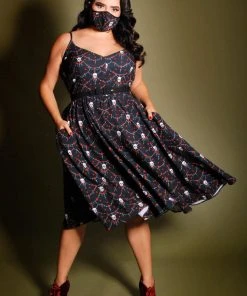 LBHM Shop All In-Stock Items By Size Final Sale - Amalie Ballerina Swing Dress In Skull Garland Lace Crepe | Laura Byrnes & Hope Johnstun