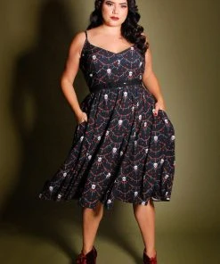 LBHM Final Sale - Amalie Ballerina Swing Dress In Skull Garland Lace Crepe | Laura Byrnes & Hope Johnstun