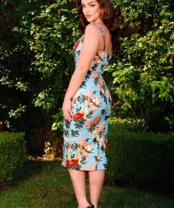 Jayne Wiggle Dress In Sherbet Bella Roses Twill | Pinup Couture What's New, Pussycat?