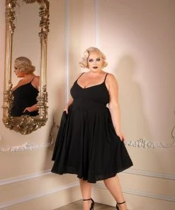 Shop All In-Stock Items By Size Final Sale - Amalie Ballerina Swing Dress In Solid Black Crepe | Pinup Couture 28 Shop All In-Stock Items By Size Final Sale - Amalie Ballerina Swing Dress In Solid Black Crepe | Pinup Couture