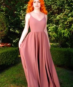 Pinup Couture Amalie Ballerina Daytime Maxi Gown In Mulberry Crepe | Laura Byrnes