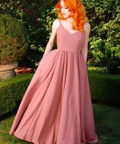 Pinup Couture Amalie Ballerina Daytime Maxi Gown In Mulberry Crepe | Laura Byrnes